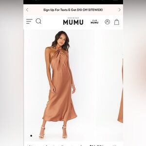 Show Me Your Mumu Jasmine Halter Midi Dress Large in color Copper Luxe Satin